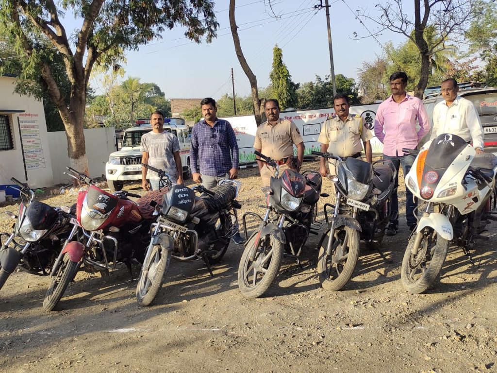 भादा पोलिसांची कामगिरी दमदार; ३ लाख ६० हजार रुपये किमतीच्या सहा मोटारसायकली जप्त