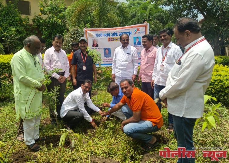 महात्मा फुले महाविद्यालयात रोटरी क्लबच्या वतीने औषधी वनस्पतींचे वृक्षारोपण