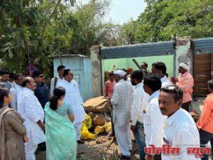 अवकाळी पावसामुळे झालेल्या नुकसानीची ना. पाटील यांच्याकडून पाहणी