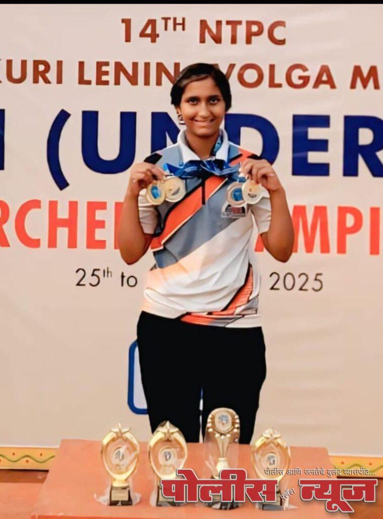 मलकापूरच्या जान्हवी पवारने राष्ट्रीय धनुर्विद्या स्पर्धेत एक सुवर्ण आणि तीन रौप्ये पदक पटकावले