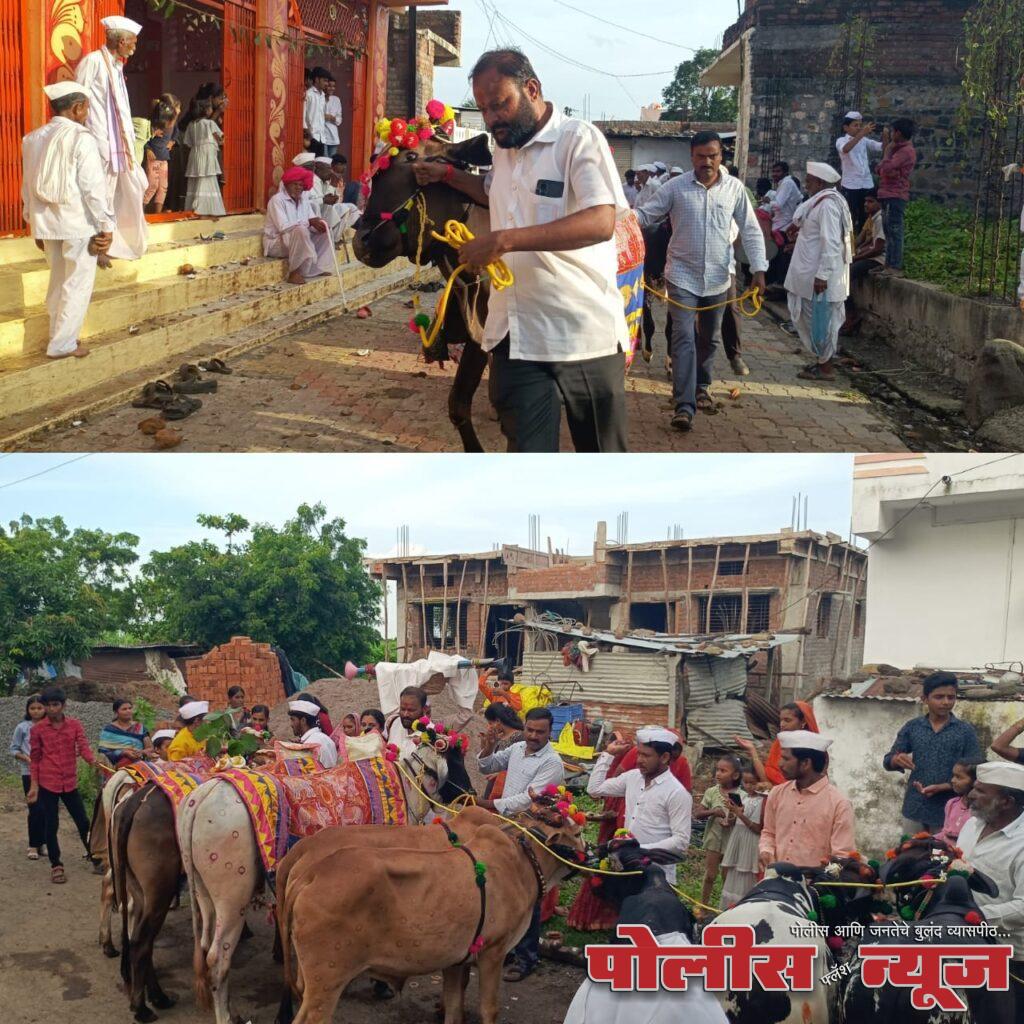 शेतकऱ्यांनी मोठ्या उत्साहात साजरा केला बैल पोळा सण